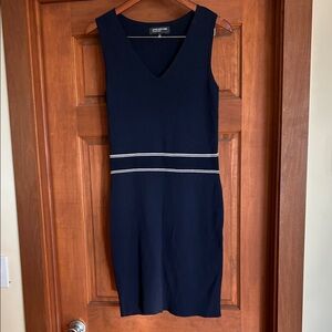 Jones New York Navy Midi Dress with White Accents